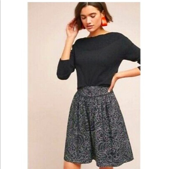Anthropologie 38 of 52 Conversations Floral A-line Skirt Size 4 NWOT - Picture 2 of 15